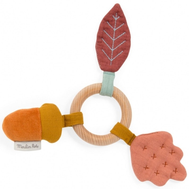Moulin Roty Après la Pluie Wooden Oak Tree Ring Rattle 19cm