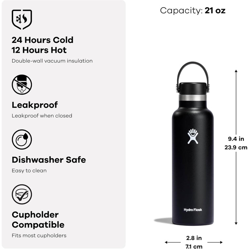Hydro Flask Standard Mouth Stainless Steel Insulated Water Bottle - 21 Oz - White
