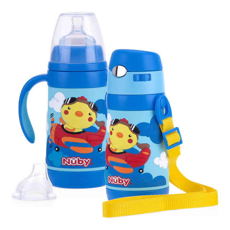 Nuby 3-Stage Stainless Steel Cup Set with 3D Sleeve 300ml
