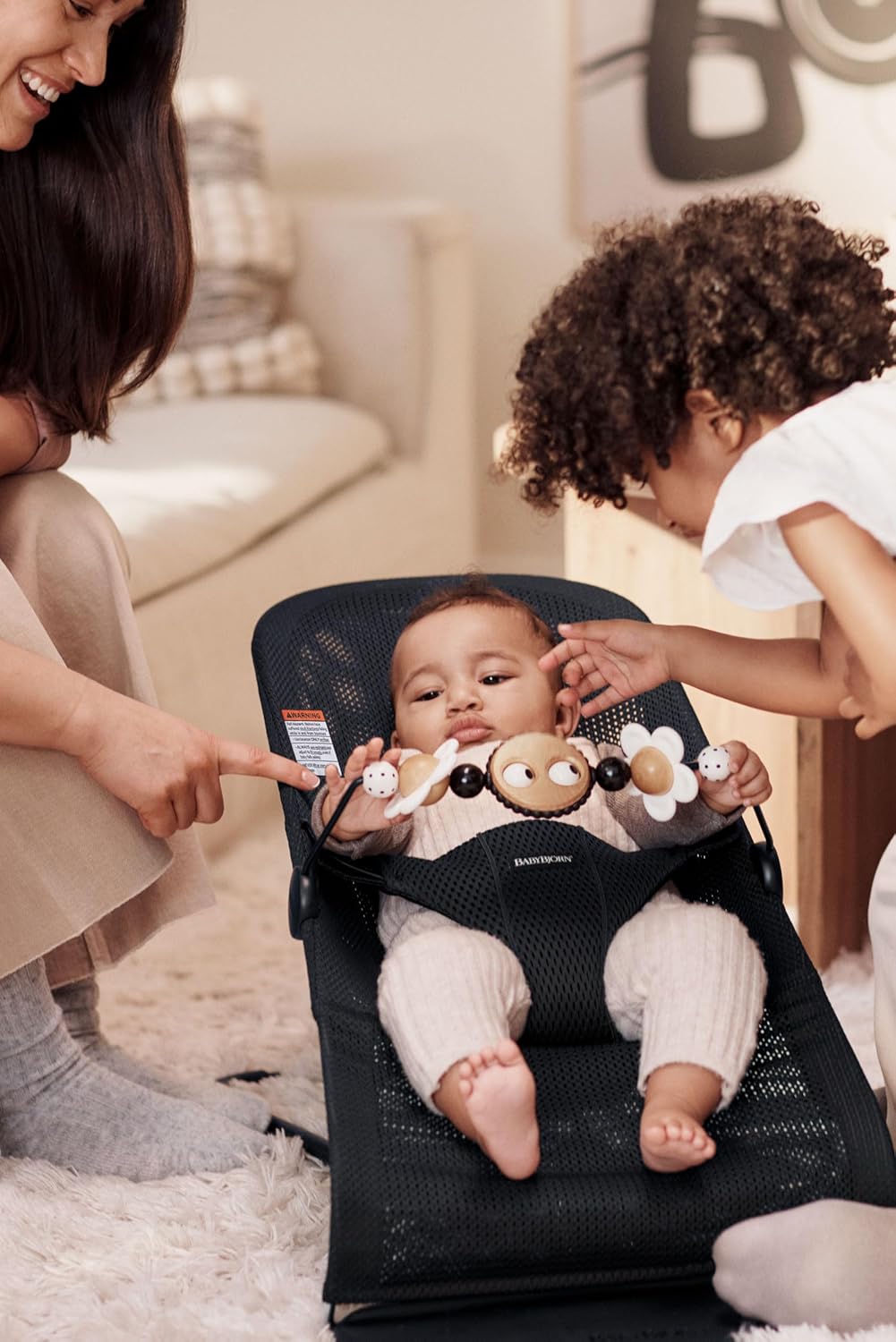 BabyBjorn Wooden Toy for Bouncer - Googly Eyes Black & White