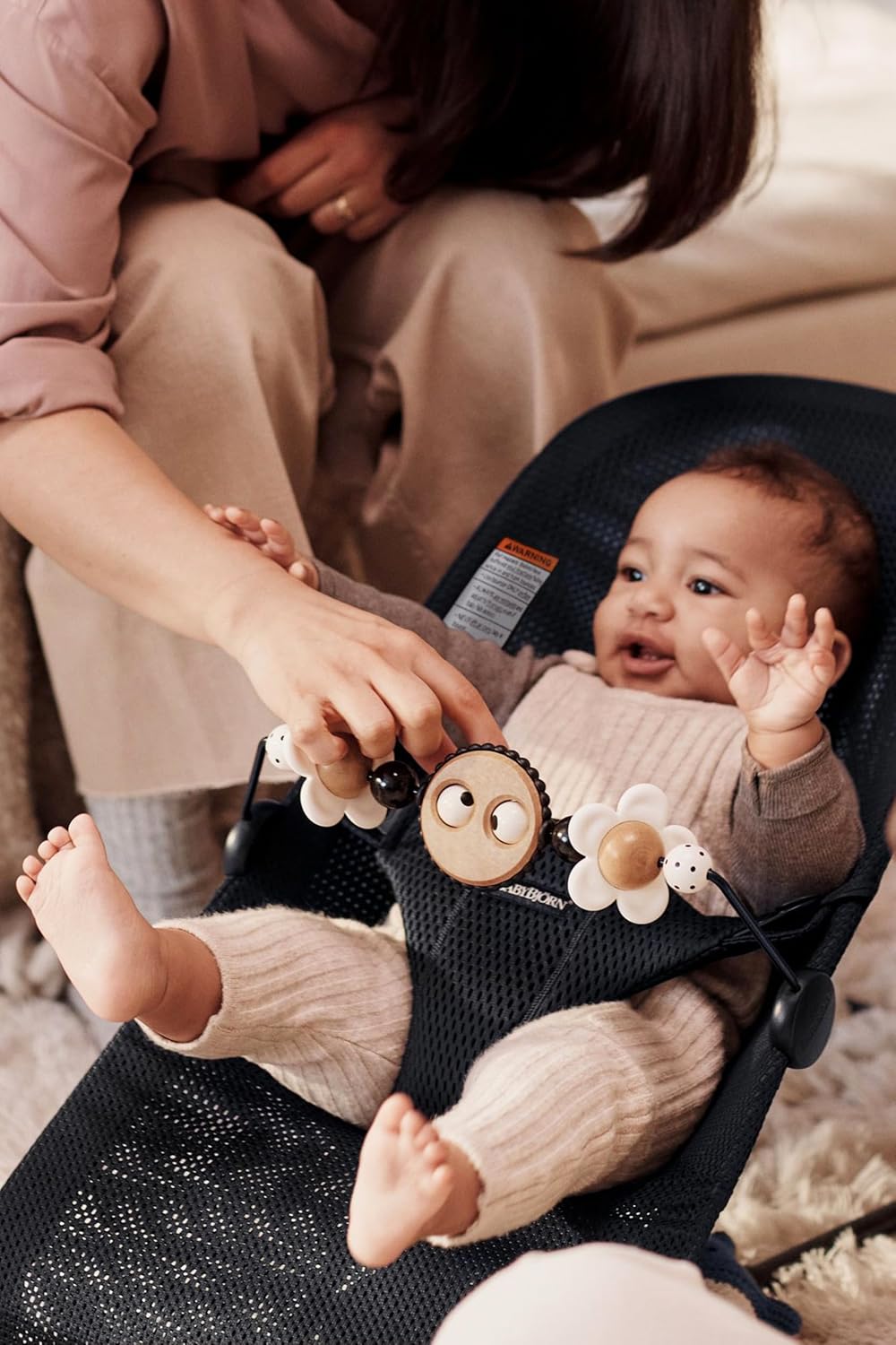 BabyBjorn Wooden Toy for Bouncer - Googly Eyes Black & White