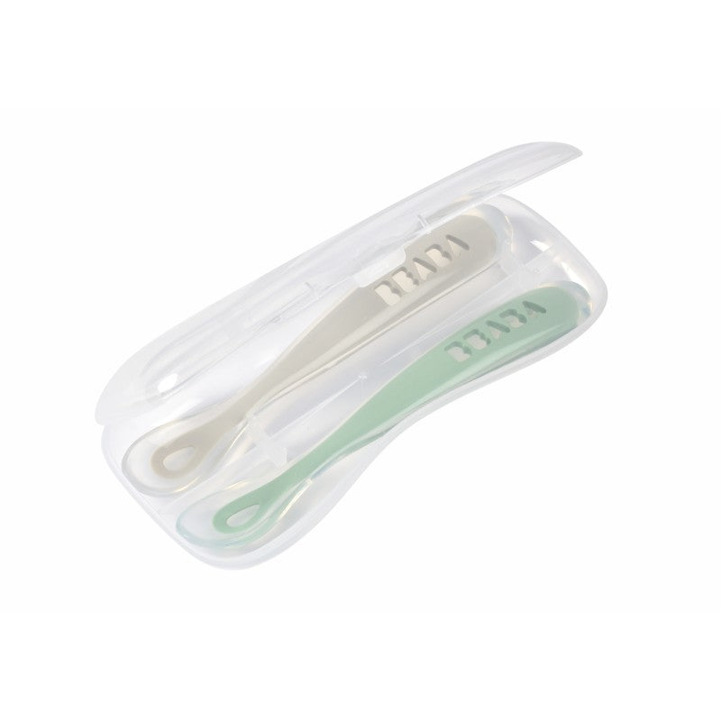 Beaba 1st Stage Silicone Spoons 2 Pack with Case