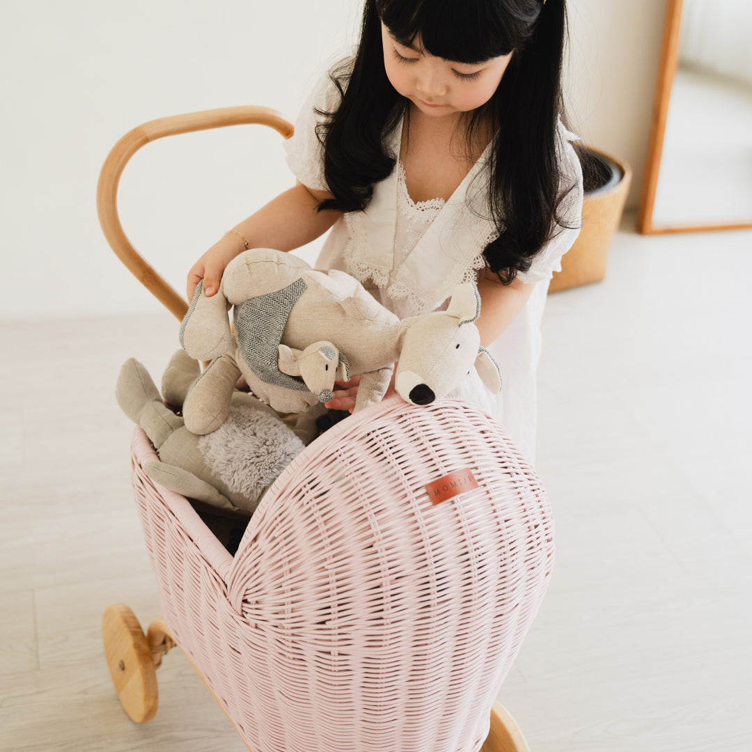 MOMIJI Colette Rattan Doll Stroller - Pink