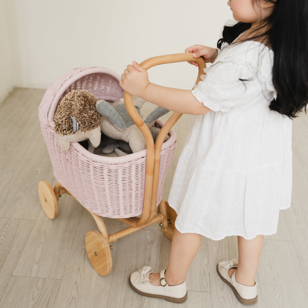 MOMIJI Colette Rattan Doll Stroller - Pink