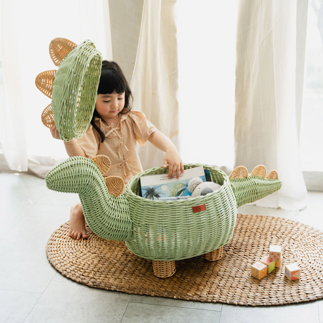 MOMIJI Dinosaur Storage Basket - Extra Large Mint Green