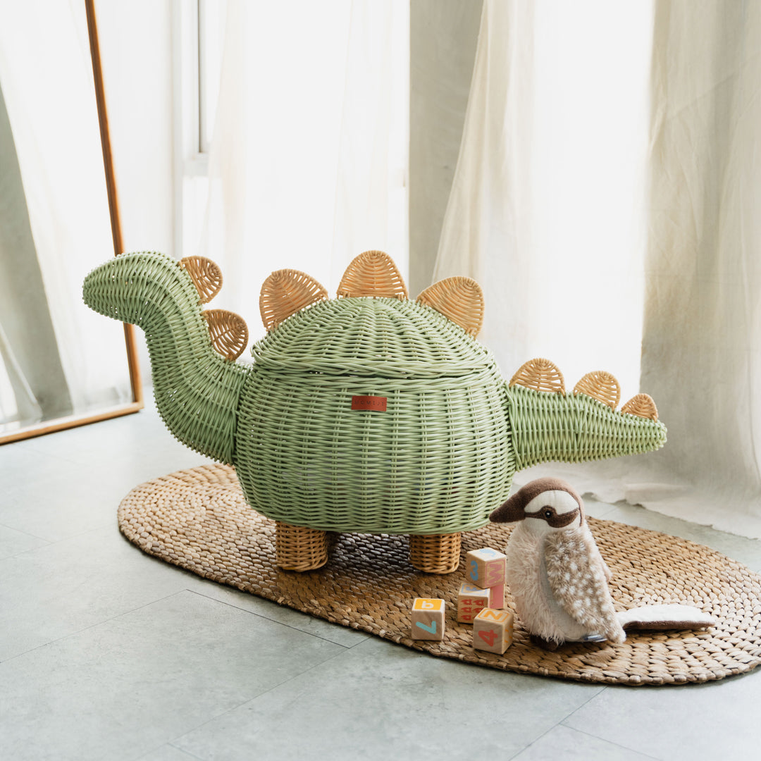 MOMIJI Dinosaur Storage Basket - Extra Large Mint Green