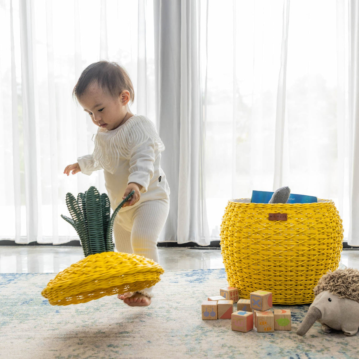 MOMIJI Pineapple Storage Basket Medium - Yellow