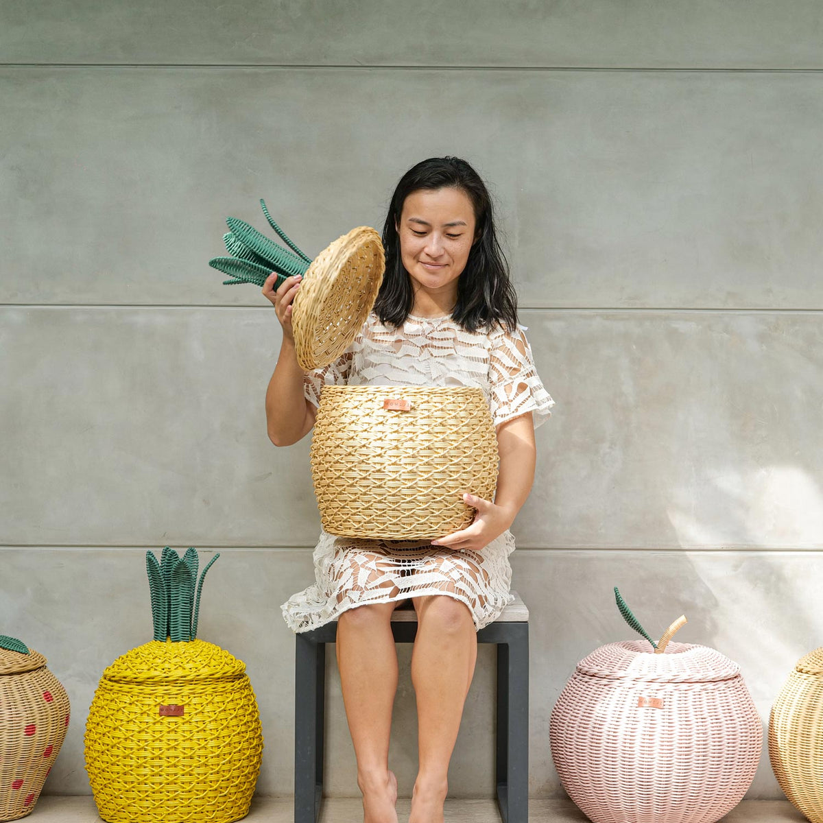 MOMIJI Pineapple Storage Basket Medium - Natural