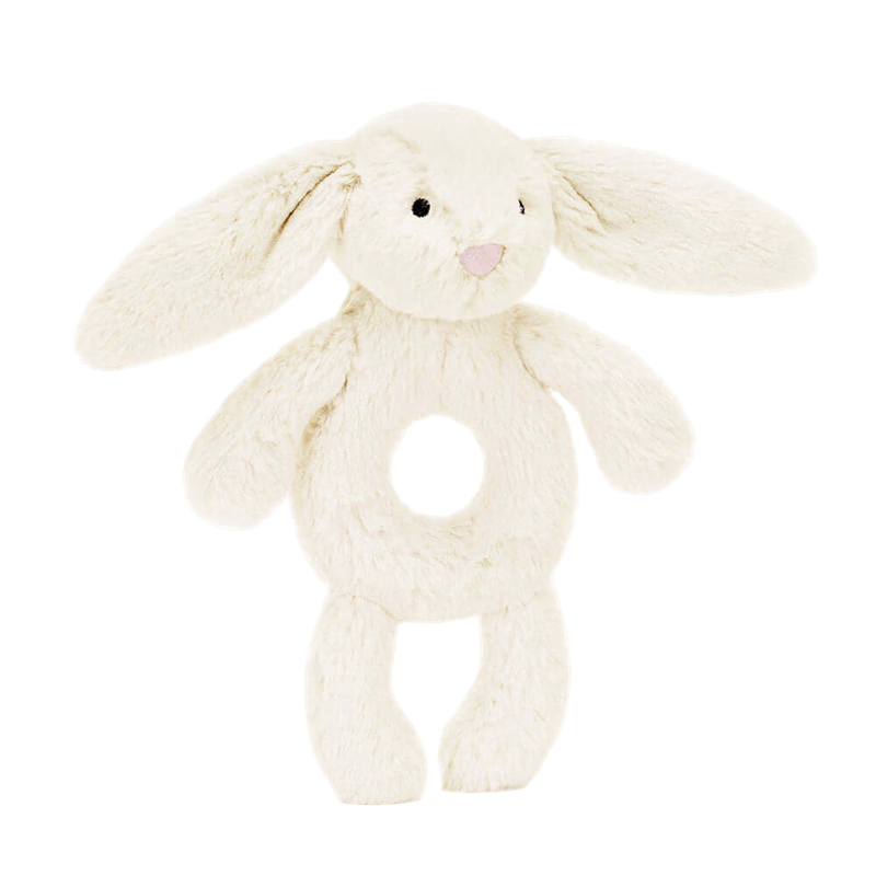 Jellycat Bashful Baby Cream Bunny Ring Rattle 18cm x 8cm x 2cm