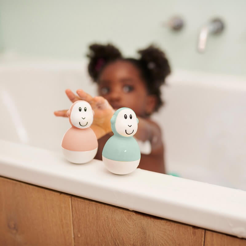 Matchstick Monkey Bathtime Wobblers - Mint Green & Dusty Pink