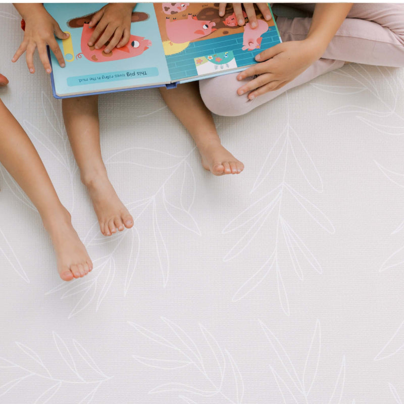 Milk It Baby Boho Blue and Beige Leaf Reversible Playmat