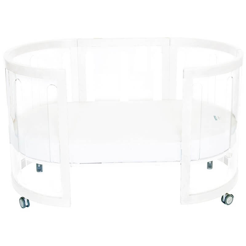 Babyhood Kaylula Sova Cot Clear with Mattress - White