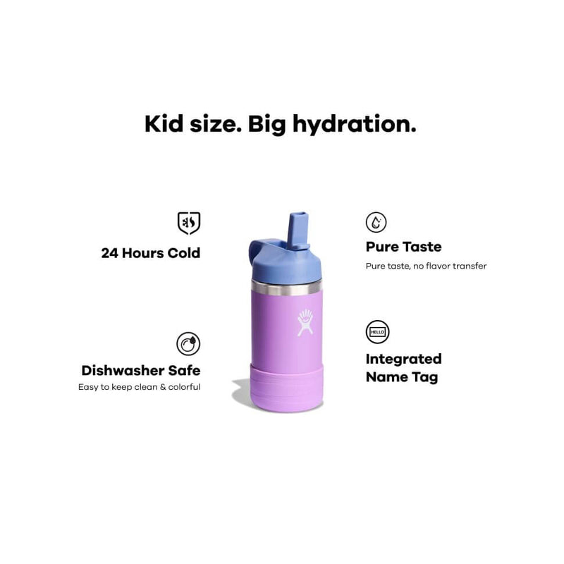 Hydro Flask Kids Wide Mouth Straw Lid with Boot Insulated Water Bottle - 12 Oz - Seaspray