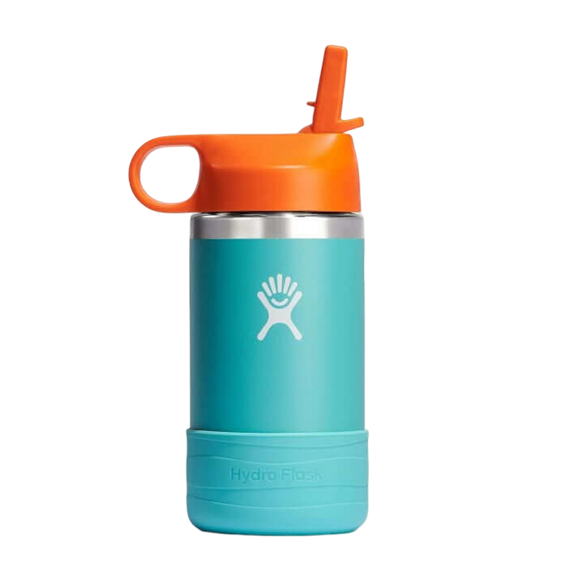 Hydro Flask Kids Wide Mouth Straw Lid with Boot Insulated Water Bottle - 12 Oz - Seaspray