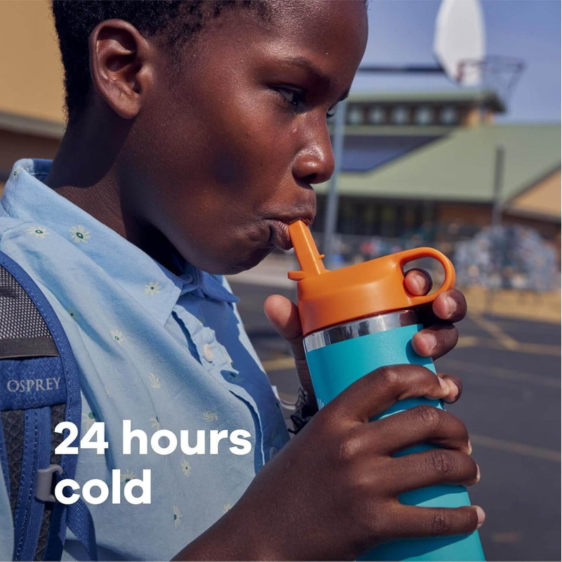 Hydro Flask Kids Wide Mouth Straw Lid with Boot Insulated Water Bottle - 18 Oz - Seaspray