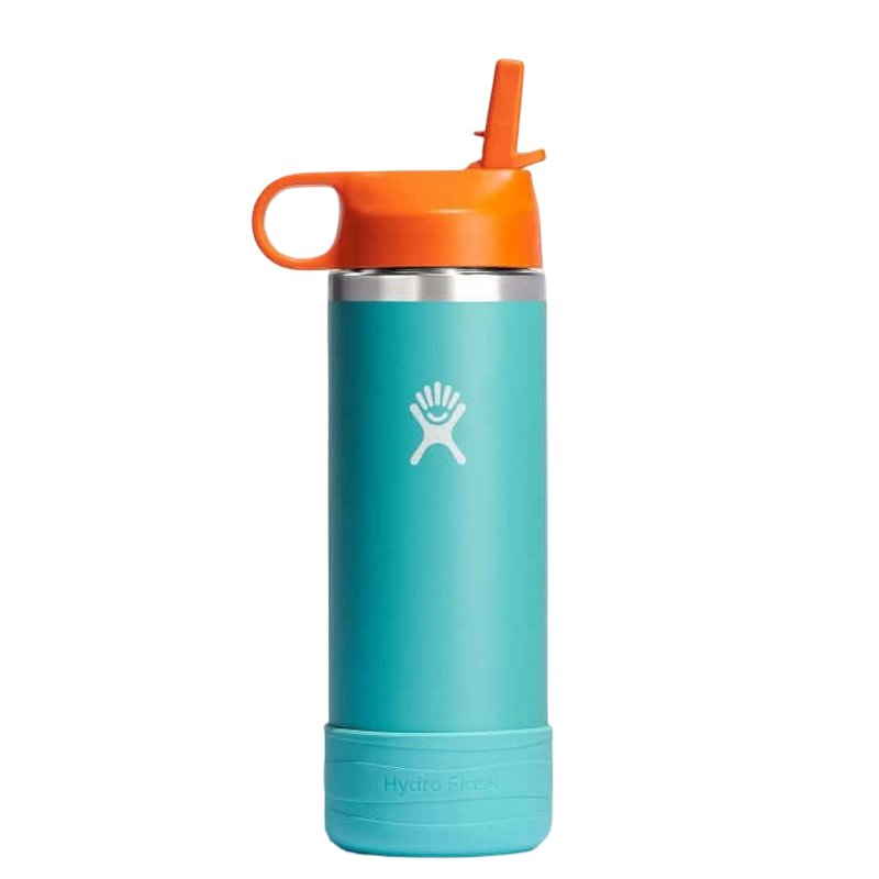 Hydro Flask Kids Wide Mouth Straw Lid with Boot Insulated Water Bottle - 18 Oz - Seaspray
