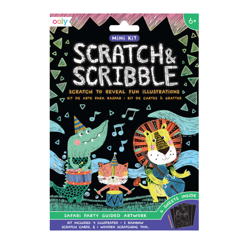 Ooly Mini Kit Scratch & Scribble - Safari Party (6 Sheets)