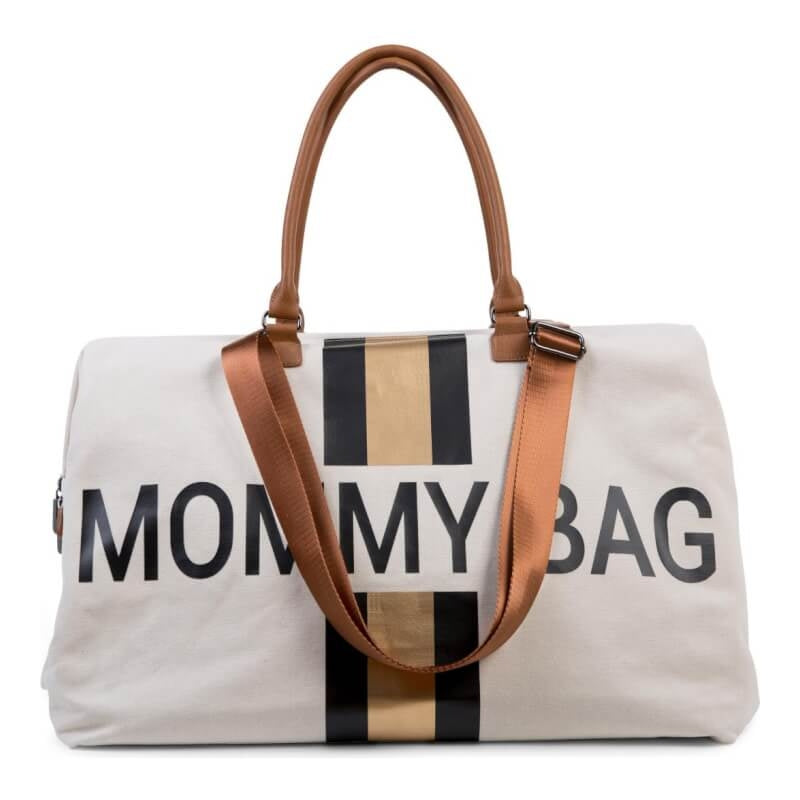 Childhome Mommy Nursery Bag - Off White Stripes Black/Gold