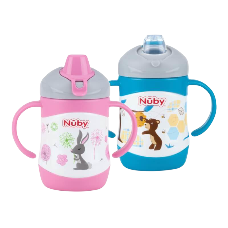 Nuby No-Spill Clik-it Stainless Steel Insulated Soft Sipper 220ml
