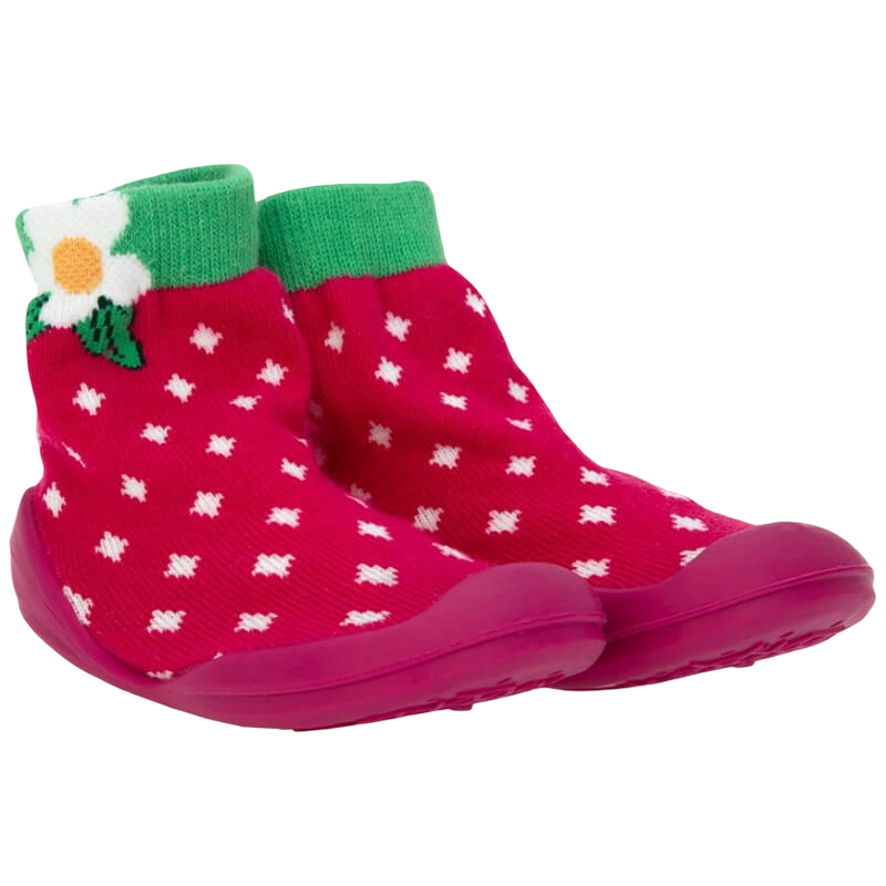 Nuby Snekz Sock & Shoe - Red with White Diamonds