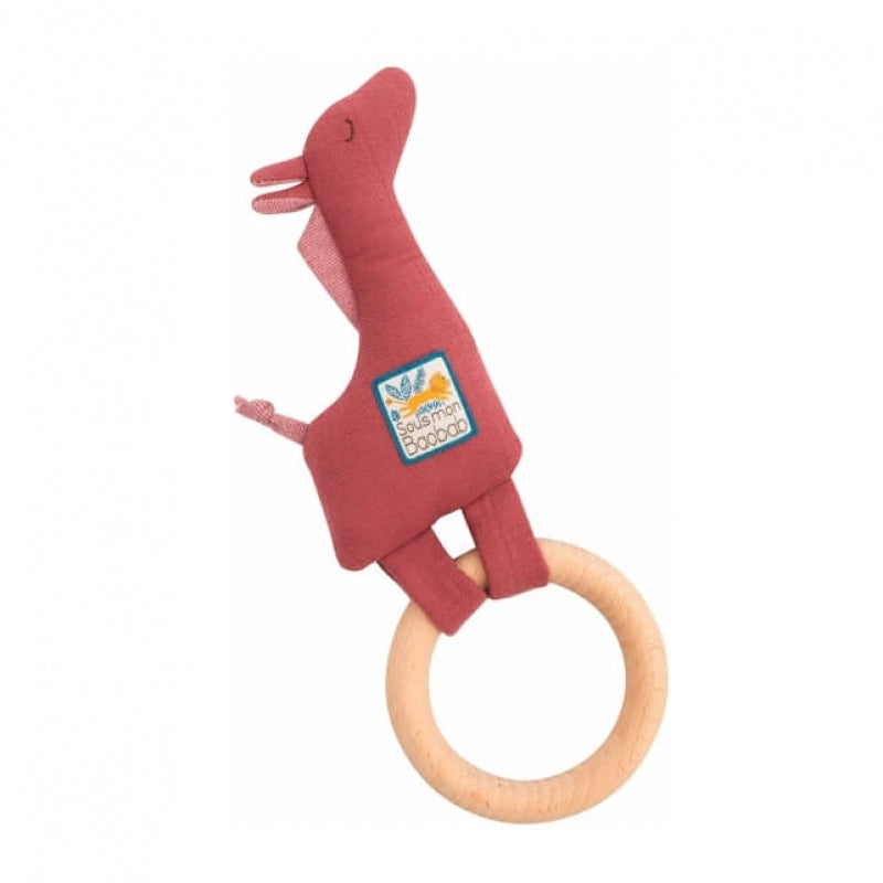 Moulin Roty Sous Mon Baobab Wooden Giraffe Ring Rattle 23cm