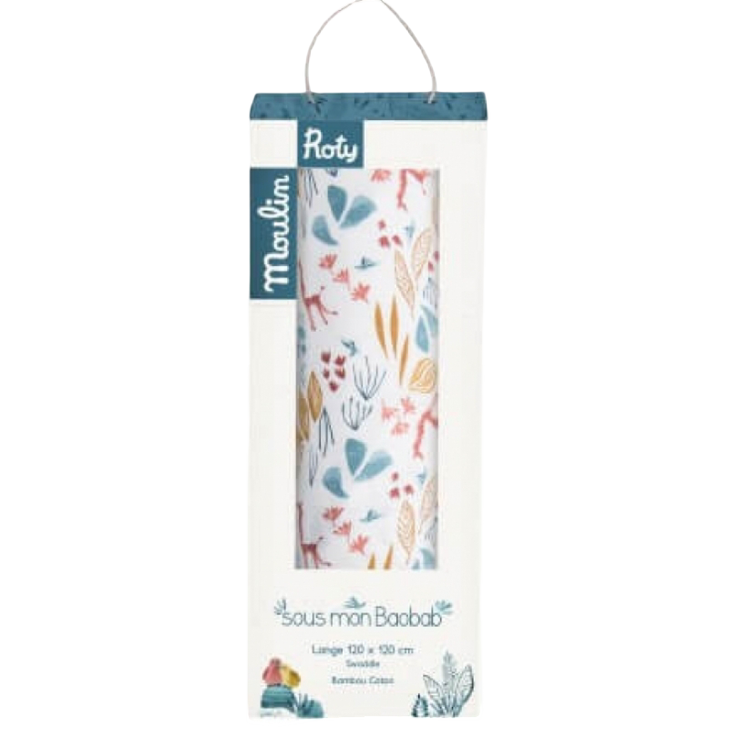Moulin Roty Sous Mon Baobab Square Muslin Swaddle 120x120cm, 1-Pack
