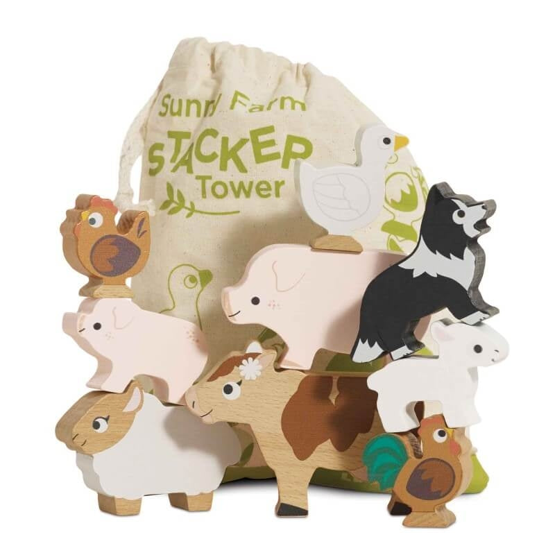 Le Toy Van Stacking Farmyard Animals & Bag