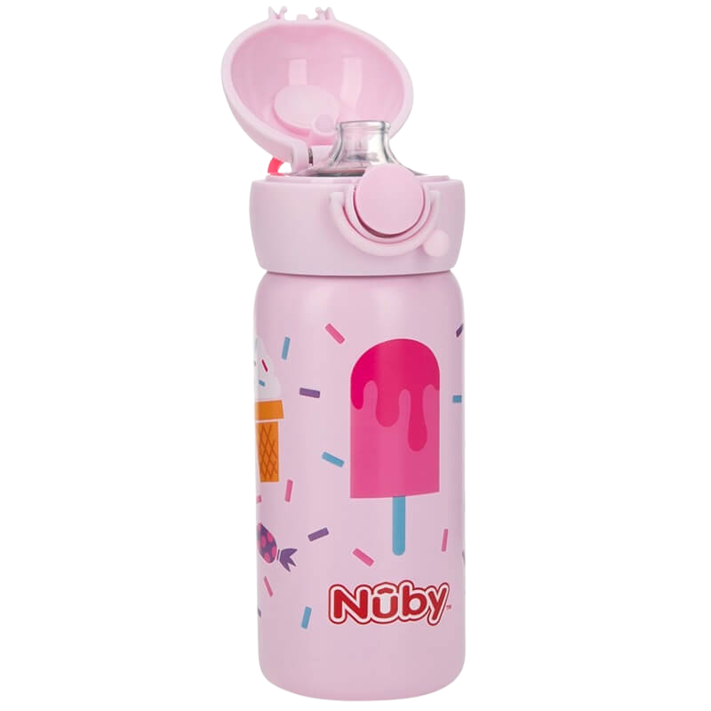 Nuby Stainless Steel Sport Bottle Spout with Push Button Cap 10oz/300ml