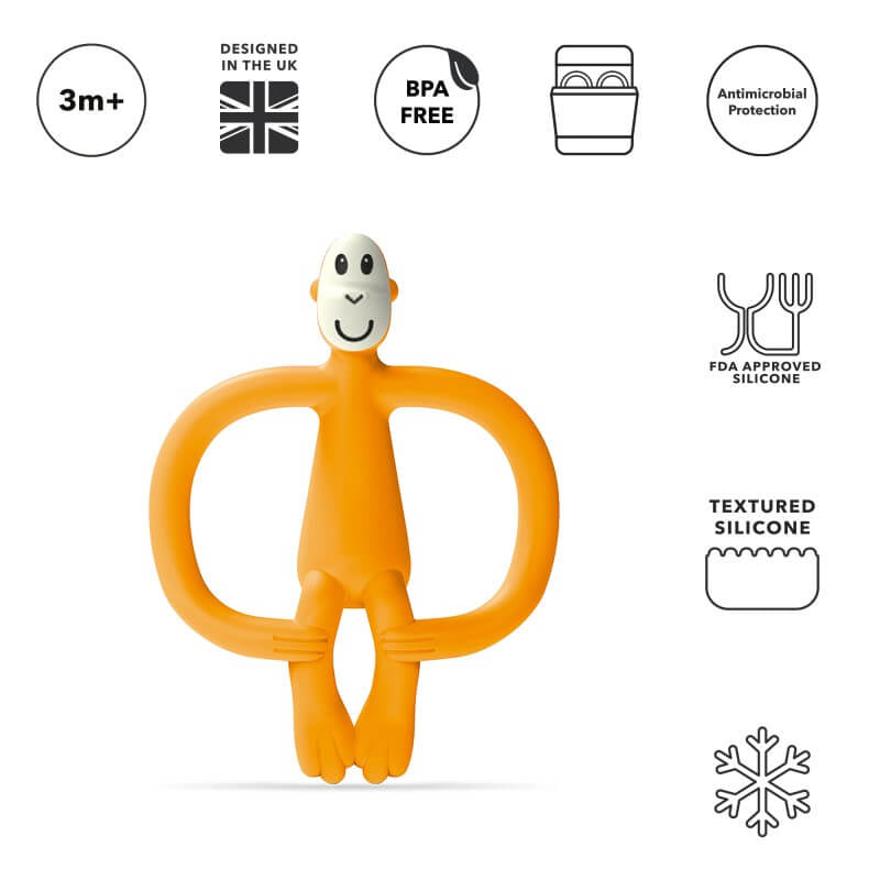Matchstick Monkey Original Teething Toy & Gel Applicator - Orange
