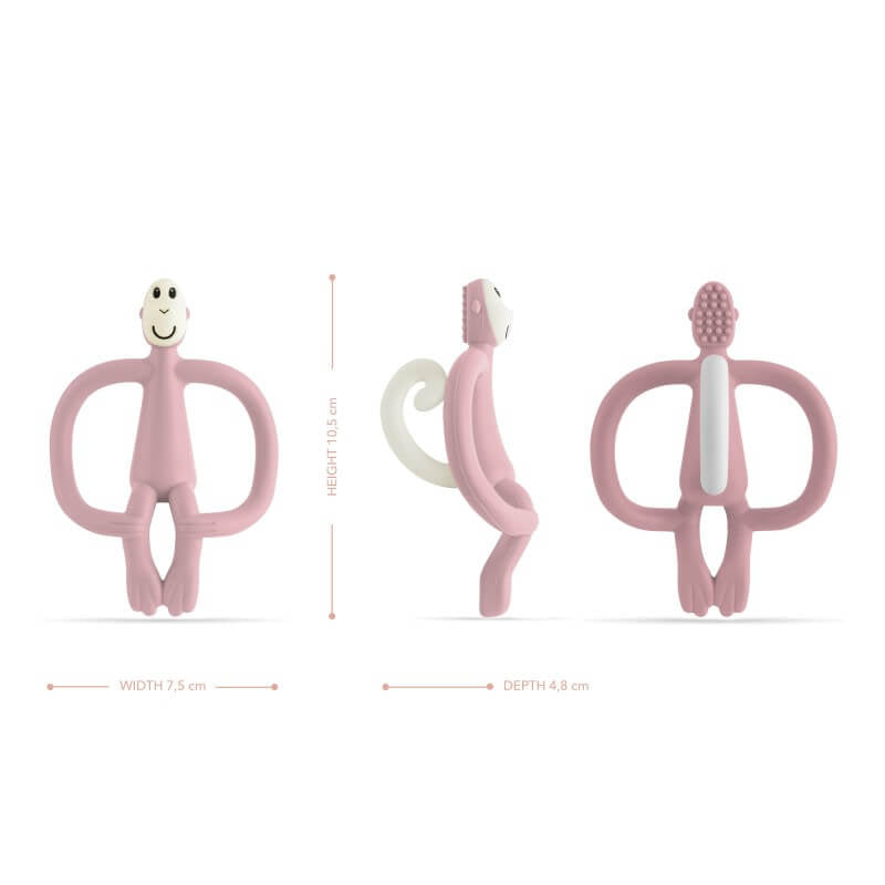 Matchstick Monkey Original Teething Toy With Tail - Dusty Pink
