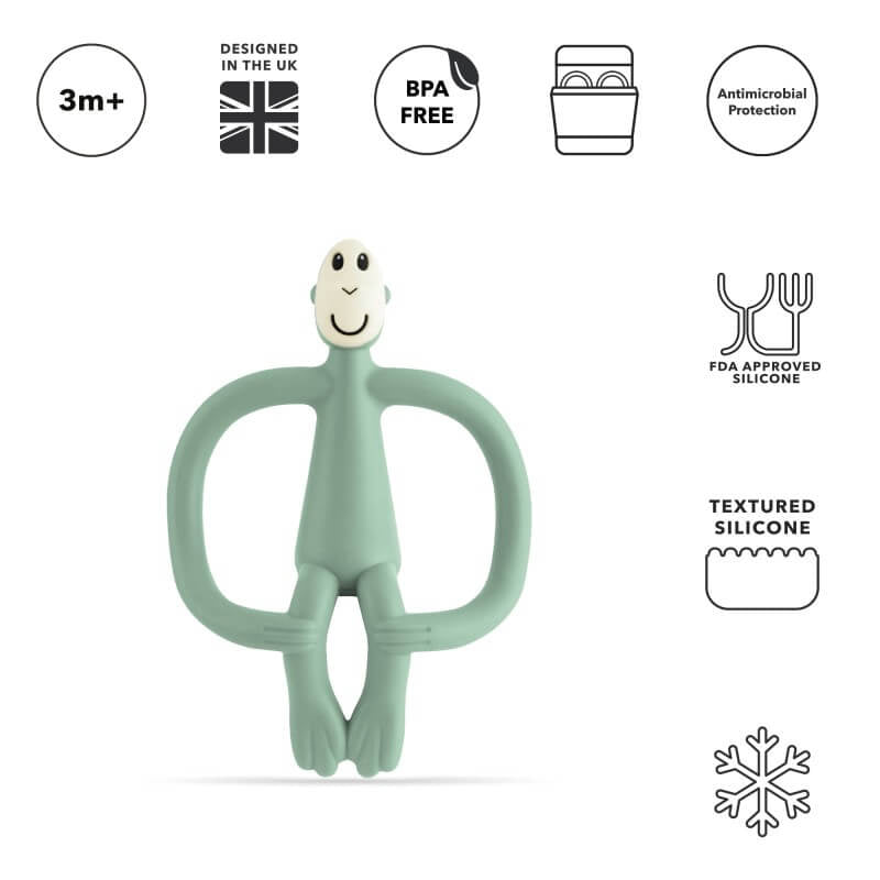 Matchstick Monkey Original Teething Toy With Tail - Mint Green