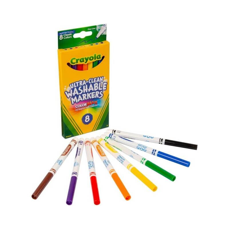 Crayola Ultra Clean Washable Fine Line Markers - Classic 8 colors