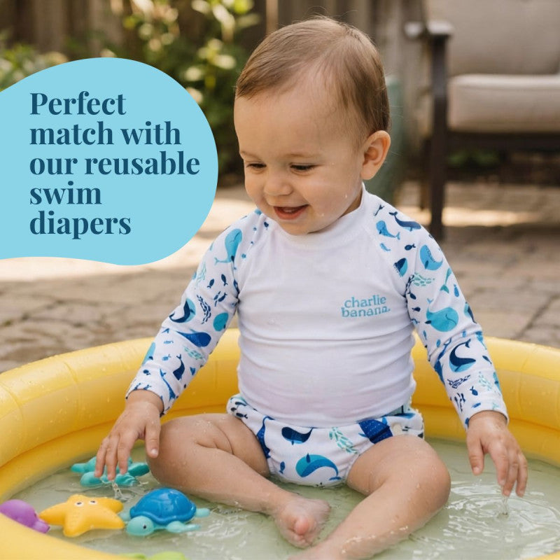 Charlie Banana Rash Guard White + Hello Sunshine