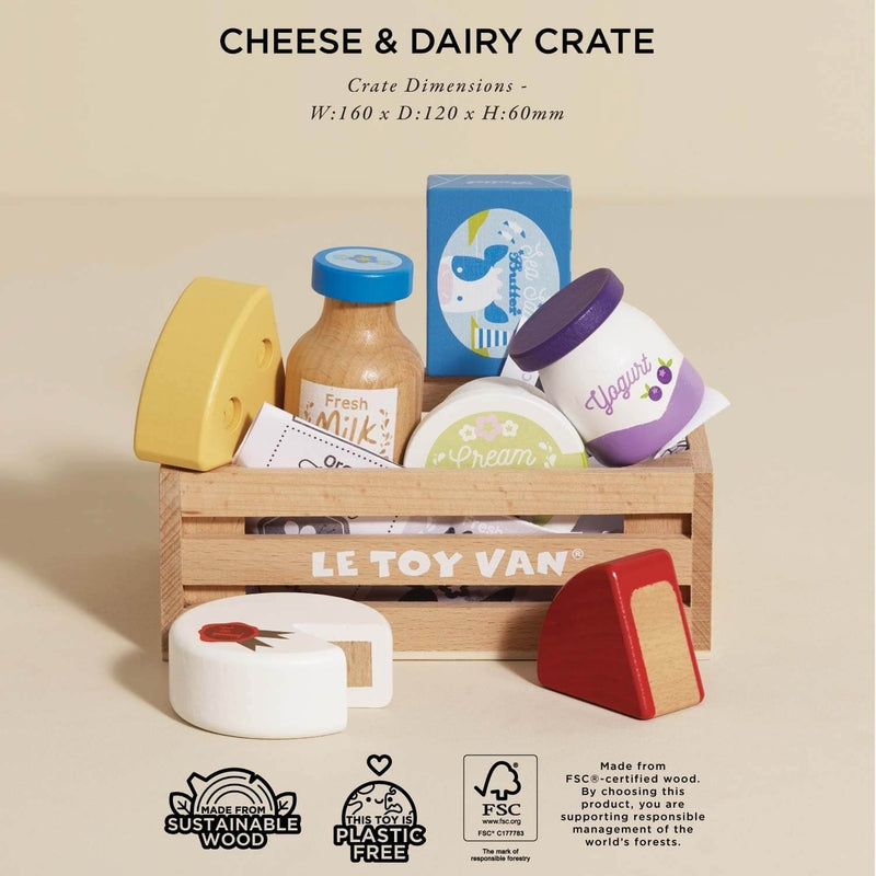 Le Toy Van Wooden Market Crate - Cheese & Dairy