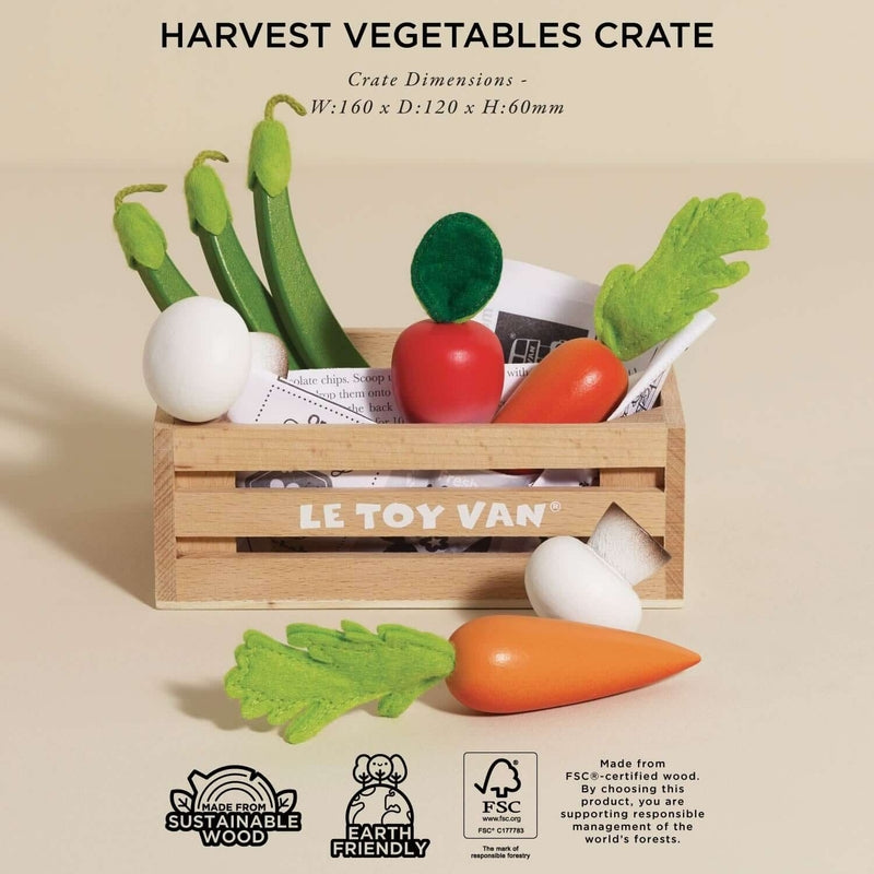 Le Toy Van Wooden Market Crate - Harvest Vegetables