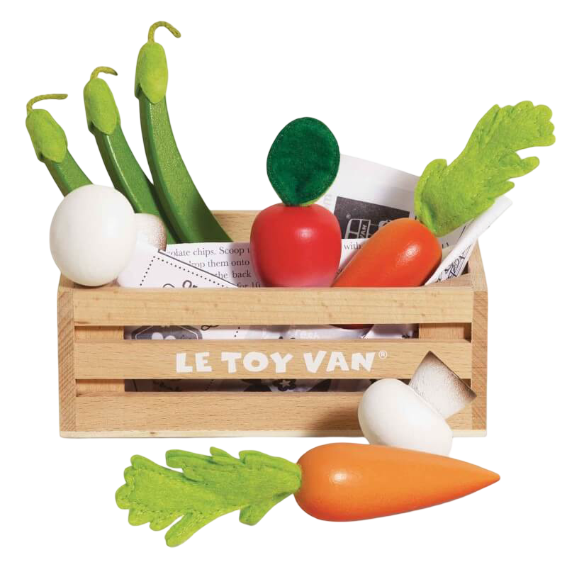Le Toy Van Wooden Market Crate - Harvest Vegetables