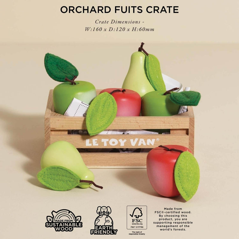 Le Toy Van Wooden Market Crate - Orchard Fruits