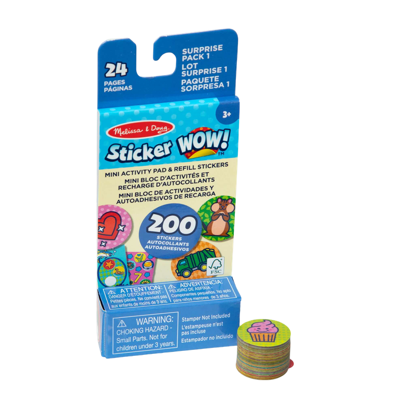 Melissa & Doug WOW!® Mini Activity Pad & Refill Stickers - Surprise Pack (200 Stickers) - Stamper not included