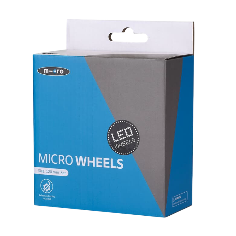 Micro Scooter 120x30mm Black LED Front Wheels (For Maxi Micro) - Set of 2