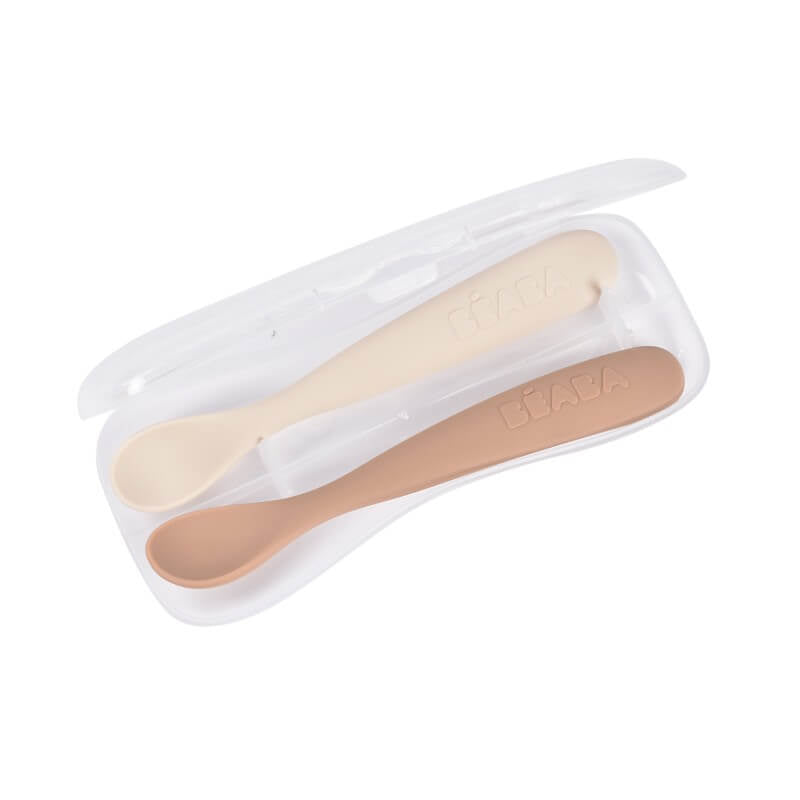 Beaba 1st Stage Silicone Spoons 2 Pack with Case