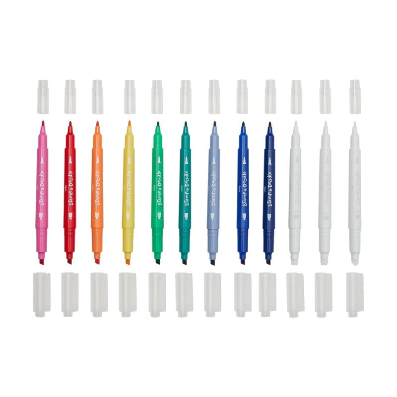 Ooly Stamp-A-Doodle Double-Ended Markers- Set of 12