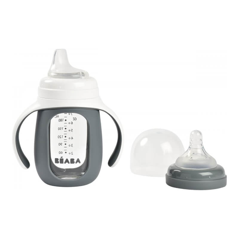 Beaba 2-in-1 Glass Learning Cup with Silicone Protective Sleeve 210ml
