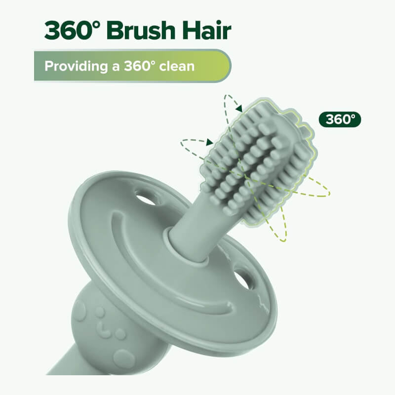 Haakaa 360 Silicone Toothbrush - Pea Green