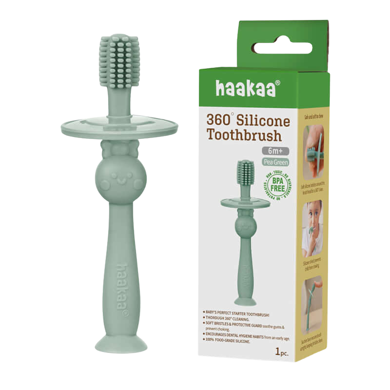 Haakaa 360 Silicone Toothbrush - Pea Green