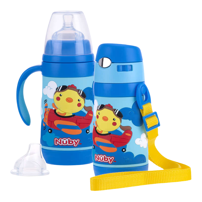 Nuby 3-Stage Stainless Steel Cup Set with 3D Sleeve 300ml