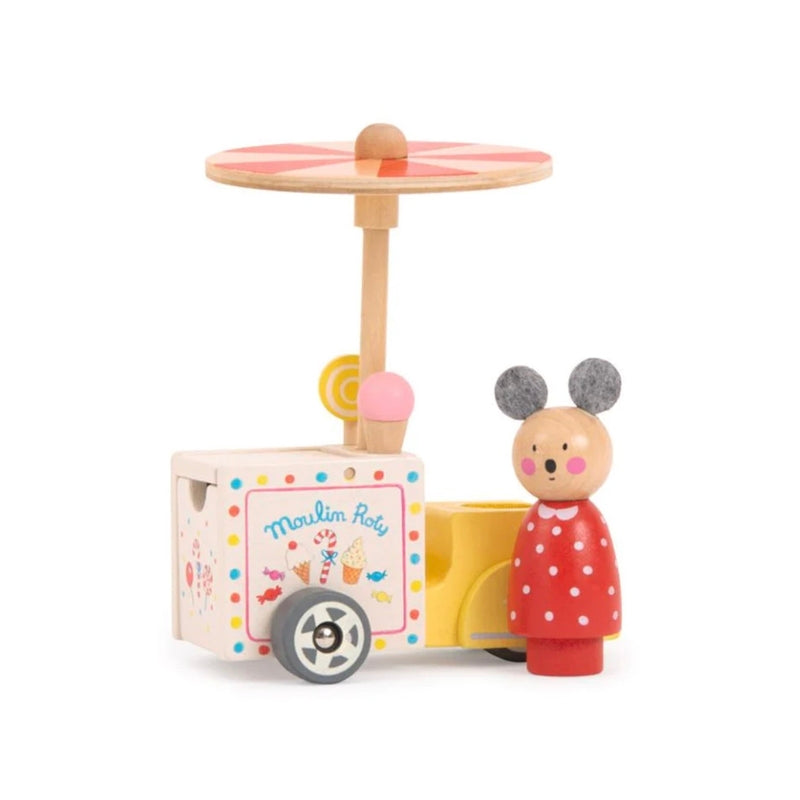 Moulin Roty La Grande Famille Ice Cream Delivery Tricycle with Nini 11x13.5cm