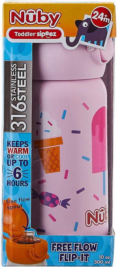 Nuby Stainless Steel Sport Bottle Spout with Push Button Cap 300ml