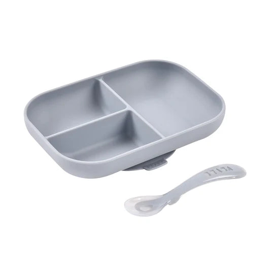 Beaba Divided Silicone Plate and Spoon Set