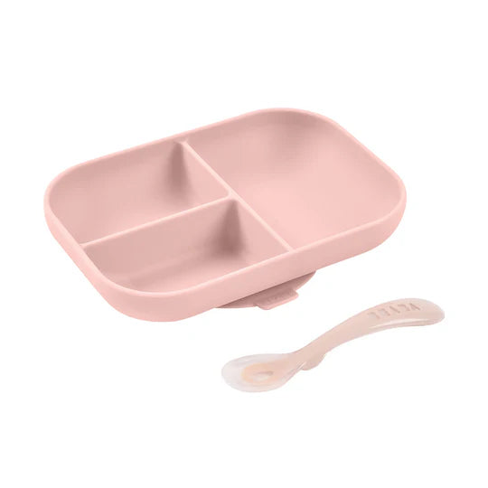 Beaba Divided Silicone Plate and Spoon Set