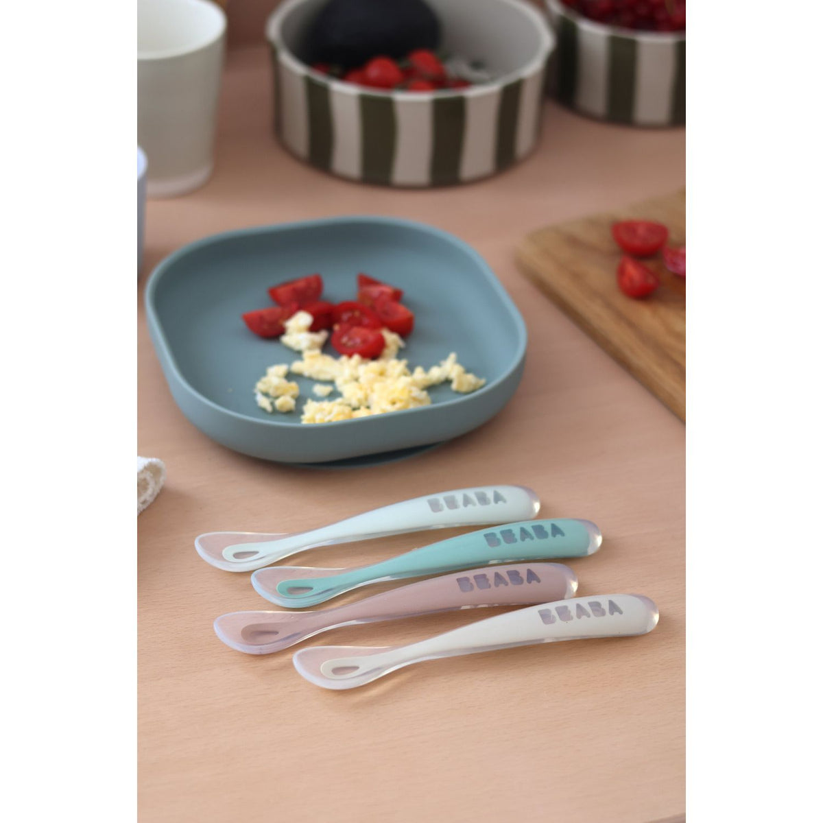 Beaba 1st Stage Silicone Spoons 4 Pack - Natural
